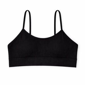 New Arrivals Black Ribbed Lace Back Bralette Boutique Racerback Crop Top XL/2XL